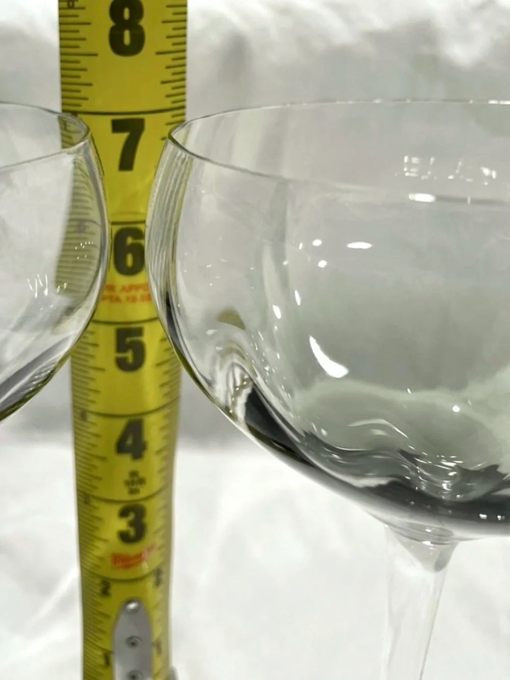 Pair (2) Sur la Table Smoke and Clear Wine Glasses | Signed | EUC